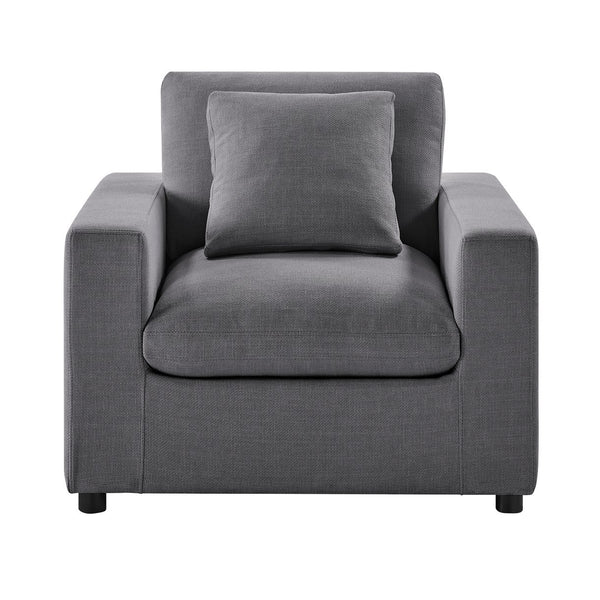 English Elm Cassandra Plush Modern Armchair with Down-Fiber Cushions, Removable Covers & Solid Wood Legs Charcoal B050P400268