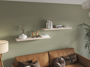 English Elm Ecco 47" Floating Shelves Set of 2 White Oak — Sleek Matte Finish, Hidden Brackets, Sturdy Storage and Display B070P368047