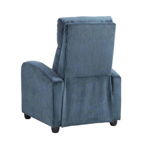 English Elm Modern Parsons Push Back Recliner Chair in Soft Corduroy Fabric — Sleek Comfortable Living Room Lounger with Solid Wood Frame and Easy Recline Mechanism Blue 30 L x 27 W x 21.5 H B011P395851