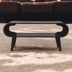 English Elm Solid Mango Wood Open Shelf Coffee Table Nordic Tapered Legs Warm Grain Living Room B182P279190