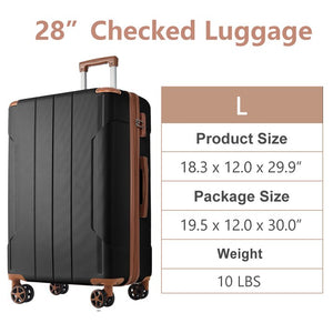 English Elm Hardshell Abs Checked Suitcase with 360 Spinner Wheels Expandable Tsa Lock 28 Inch Black Brown N730P296747A