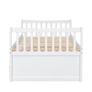 English Elm Daybed Twin Frame with Pull Out Trundle and Three Storage Drawers for Kids Rooms White LP100241AAK