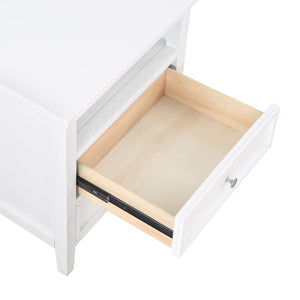 English Elm Weston Solid Wood White 2-Drawer Nightstand with Open Shelf, Dovetail Drawers & Nickel Knobs B050P376947