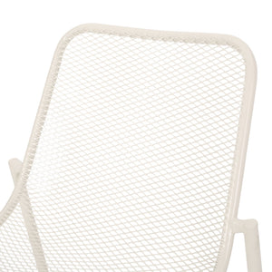 English Elm Kincaid Outdoor Iron Mesh Conversation Set Rust Resistant Patio Chairs with Side Table White N775P392159W