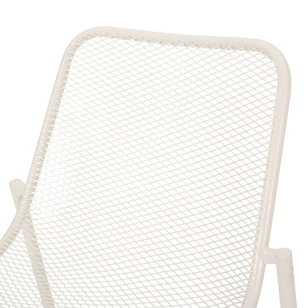 English Elm Kincaid Outdoor Iron Mesh Conversation Set Rust Resistant Patio Chairs with Side Table White N775P392159W