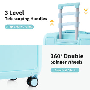 English Elm 4 Piece Hard Shell Abs Luggage Set with Spinner Wheels Tsa Lock and Packing Cubes Light Blue N732P197378N