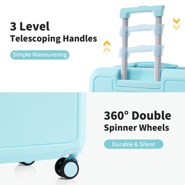 English Elm 4 Piece Hard Shell Abs Luggage Set with Spinner Wheels Tsa Lock and Packing Cubes Light Blue N732P197378N
