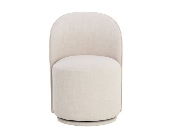 Sunpan CAVOLI Swivel Dining Chair - Modern Elegance in Effie Linen with Smooth Swivel Base for Comfort Cream 109916V