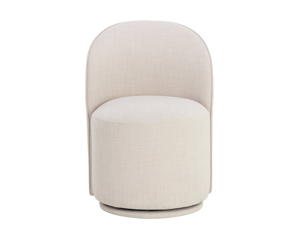 Sunpan Cavoli Swivel Dining Chair - Stylish Curved Design, Fully Upholstered for Ultimate Comfort and Elegance Effie Linen