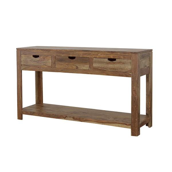 English Elm Tucker Sheesham 3-Drawer Console Table in Natural Finish with Lower Shelf, Timeless Organic Grain Storage B062P331109