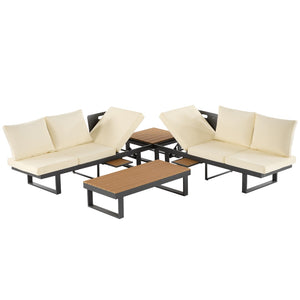 English Elm Outdoor Sectional Sofa Set - Stylish Modular Patio Seating With Adjustable Recline & Storage Solutions N719Z000170A-GIGA