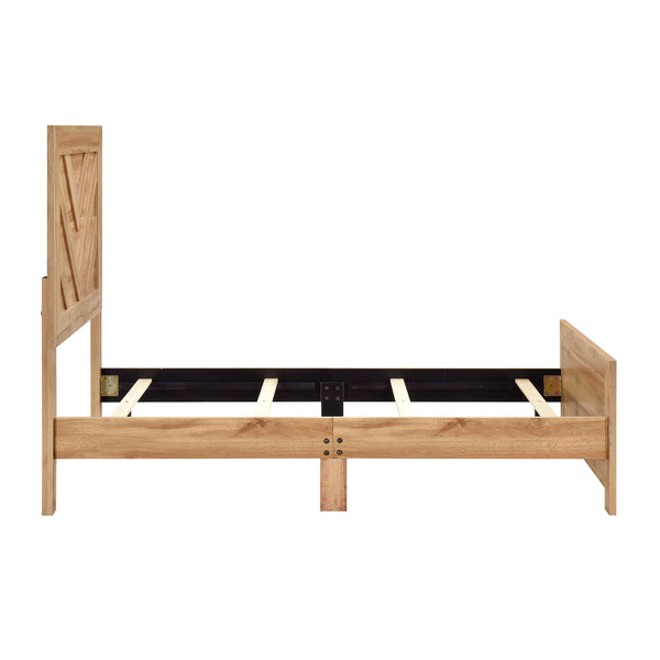 English Elm Natural Wood Twin Panel Bed Chevron Headboard Rustic Farmhouse Bedroom Frame B011P490038
