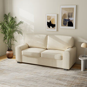 English Elm 69.6" Chenille Upholstered Loveseat with Spring Cushions and Metal Frame for Modern Spaces Beige W3568P431386