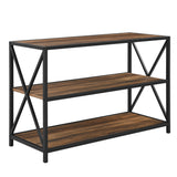 40" X-Frame Metal and Wood Console Table Rustic Oak BS40XMWRO Walker Edison