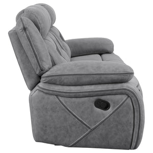 English Elm Bellingham Reclining Sofa with Pillow Top Arms, Pocket-Coil Seating, Grey/Tan Upholstery, Plush Comfort B062P357816