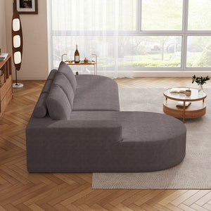 English Elm Modern Curved Sectional Sofa - Chenille Upholstered Modular Couch Set With 3 Pillows For Style & Comfort W834S00455