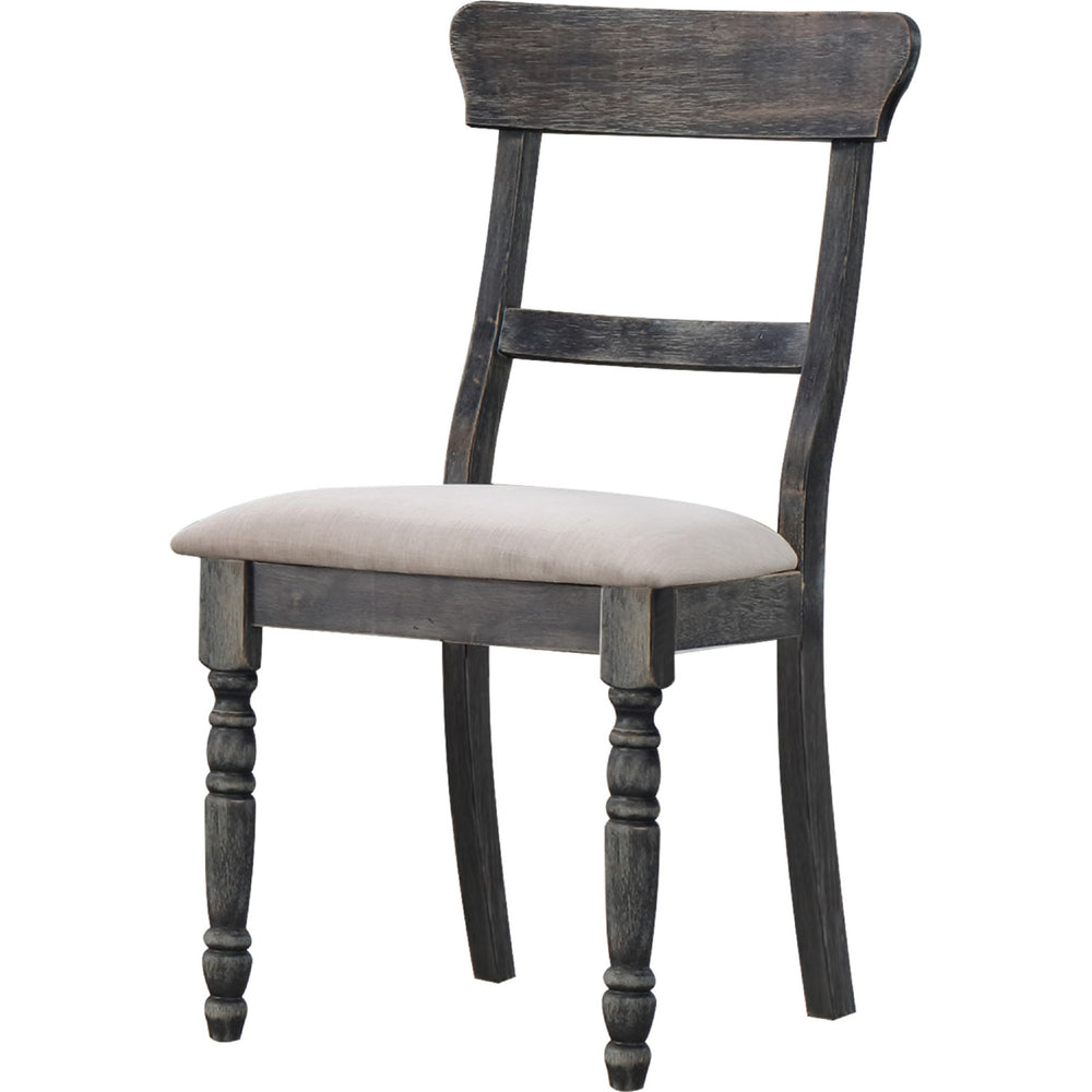 English Elm Rustic Weathered Gray Dining Side Chairs Set of 2 — Light Brown Cushioned Seats, Farmhouse Charm B2741P331537