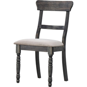 English Elm Rustic Weathered Gray Dining Side Chairs Set of 2 — Light Brown Cushioned Seats, Farmhouse Charm B2741P331537