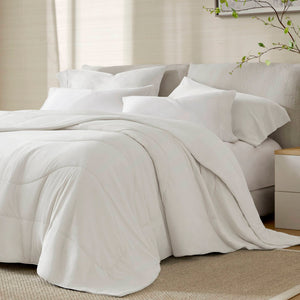 English Elm 1-piece King Reversible Tencel Fill Comforter with Sculptural Weave Cooling Texture White B035P408274