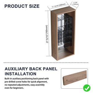English Elm 12'' 12 Inch Wall Mounted Mirrored Bathroom Cabinet Plywood Build with Removable Organizer Insert W999P470290