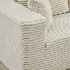 English Elm 106" Cloud Sectional Couch L-Shape With Flexible Right-Facing Chaise In Plush Beige Corduroy Fabric W1143S00025