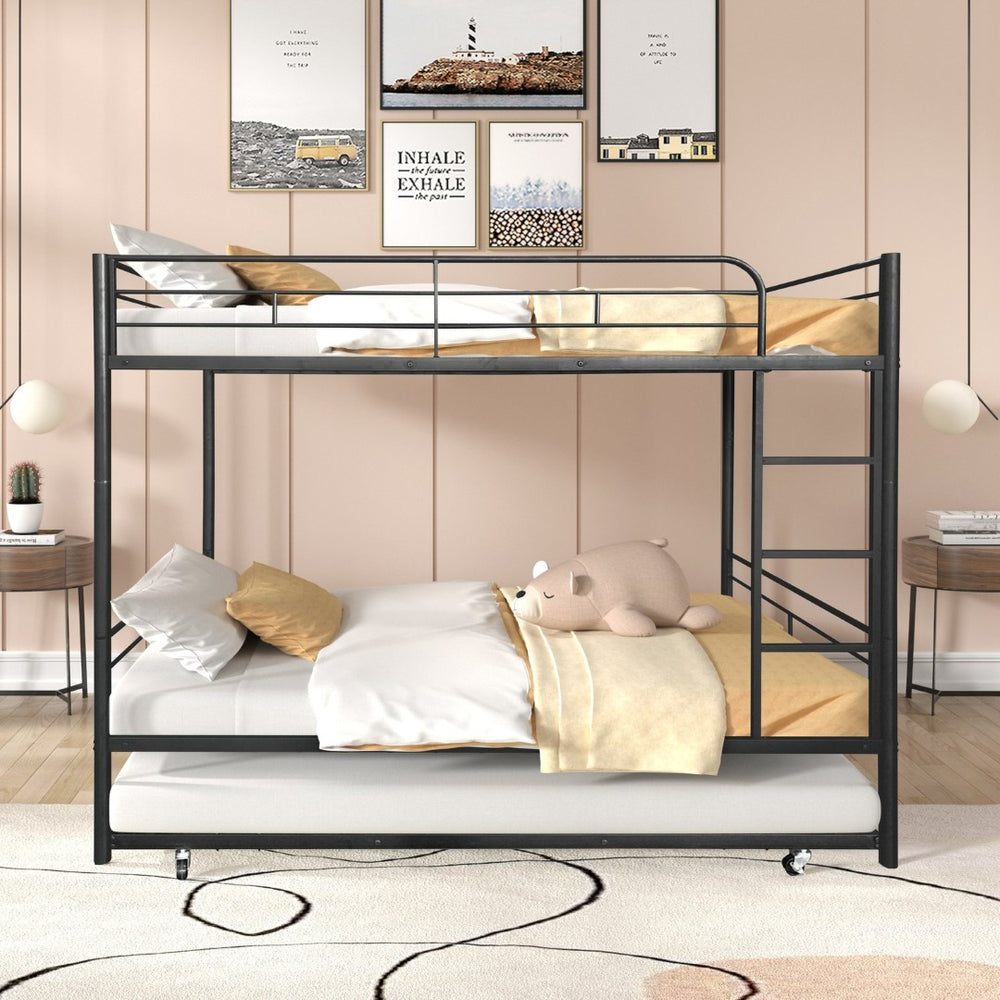 English Elm Separatable Twin-Over-Twin Bunk Bed With Trundle: Durable, Flexible, Space-Saving & Easy Setup! W427P292989-GIGA
