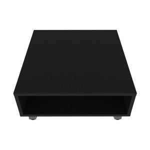 English Elm Coffee Table Burley Modern Black Engineered Wood with Open Lower Shelf & Sturdy Metallic Legs for Style and Storage B092P245913