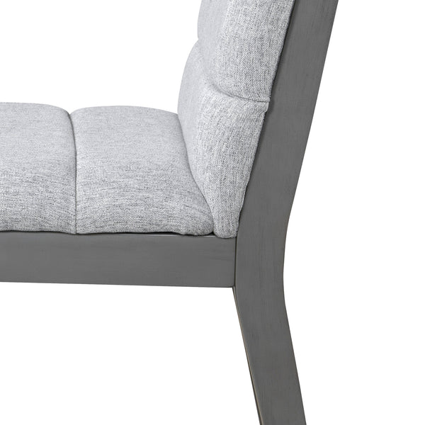 English Elm Oak Tufted Gray Dining Chairs Set of 2 — Oak Gray Fabric, High-Density Foam, Lumbar Support, Compact Elegance N842P299015G