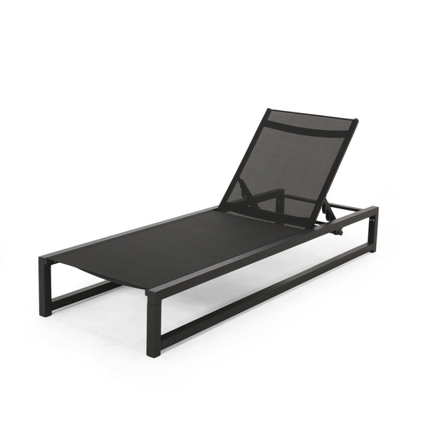 English Elm Christopher Knight Home® - Venice Outdoor Chaise Lounge - Adjustable, Breathable & Durable Black Aluminum Lounge For Patios 61698.00BBLKMP2