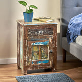 Christopher Knight Home® - Noble House - Offerman Boho Handcrafted Wood Nightstand, Natural And Distressed White