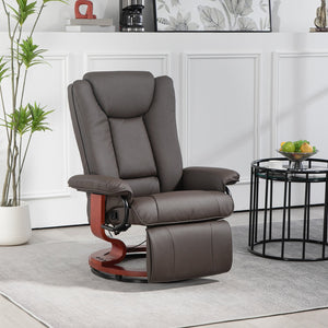 English Elm HOMCOM Manual Swivel Recliner Chair with Footrest and 360° Base, PU Leather, Padded Comfort Brown W2225P229106