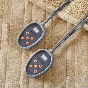 JLA Home Beautyrest - Blanket Beautyrest Heated with Secure Comfort Tech, Reversible Plush Berber, 20 Temps & Auto-Off Tan BR54-0384