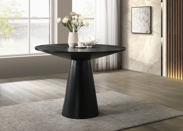 English Elm Jacopo Round Pedestal Dining Table Ebony Veneer Top Seats Four Counter Height B2749S00254