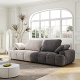 English Elm 86.6″ Large Size Two Seat Sofa,Modern Upholstered,Beige Paired With Grey Suede Fabric