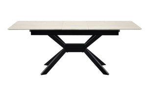 English Elm Modern Extendable Sintered Stone Dining Table with Auto-Lift, Scratchproof Waterproof Top & Black Metal Base W3493S00005