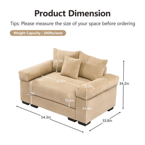 English Elm 54.3" Oversized Cloud Modular Sectional Couch - Plush Corduroy, Ergonomic Design, Easy Assembly & Versatile W714S01299