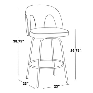 English Elm Fixed-height Swivel Counterstools with White Upholstery Gold Footrest Set of 2 Taupe B202S01790