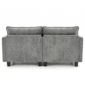 English Elm Modern Chenille Three Seat Sofa with Ottoman Usb Charging Ports and Storage Pockets Dark Grey W2519S00003
