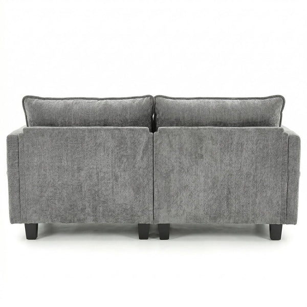 English Elm Modern Chenille Three Seat Sofa with Ottoman Usb Charging Ports and Storage Pockets Dark Grey W2519S00003