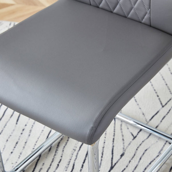 English Elm Table And Chair Set - Luxurious Black Marble-Patterned Top With Stylish Stainless Steel Legs & 4 Pu Chairs W1151S01961-GIGA