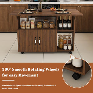 English Elm Multi-functional Folding Desk with Shelved Storage and Casters for Compact Living W2700P437587
