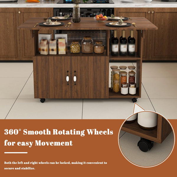 English Elm Multi-functional Folding Desk with Shelved Storage and Casters for Compact Living W2700P437587