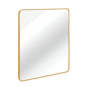 English Elm 30 30 in x 30 in Metal Framed Square Bathroom Mirror with Shatterproof HD Glass, Rust‑Resistant Frame Gold W2203P379069