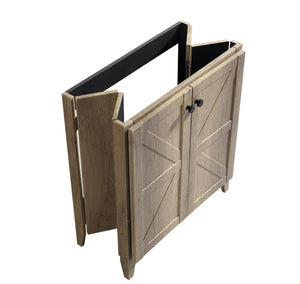 English Elm 30 Inch Floating Bathroom Vanity Fluted Wood Grain Front with Ceramic Integrated Sink Antique Grey W3520S00032