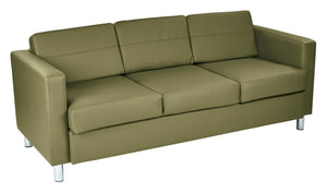 OSP Home Furnishings Pacific Faux Leather Contemporary Sofa with Chrome Legs for Modern Living Spaces Sage PAC53-R106