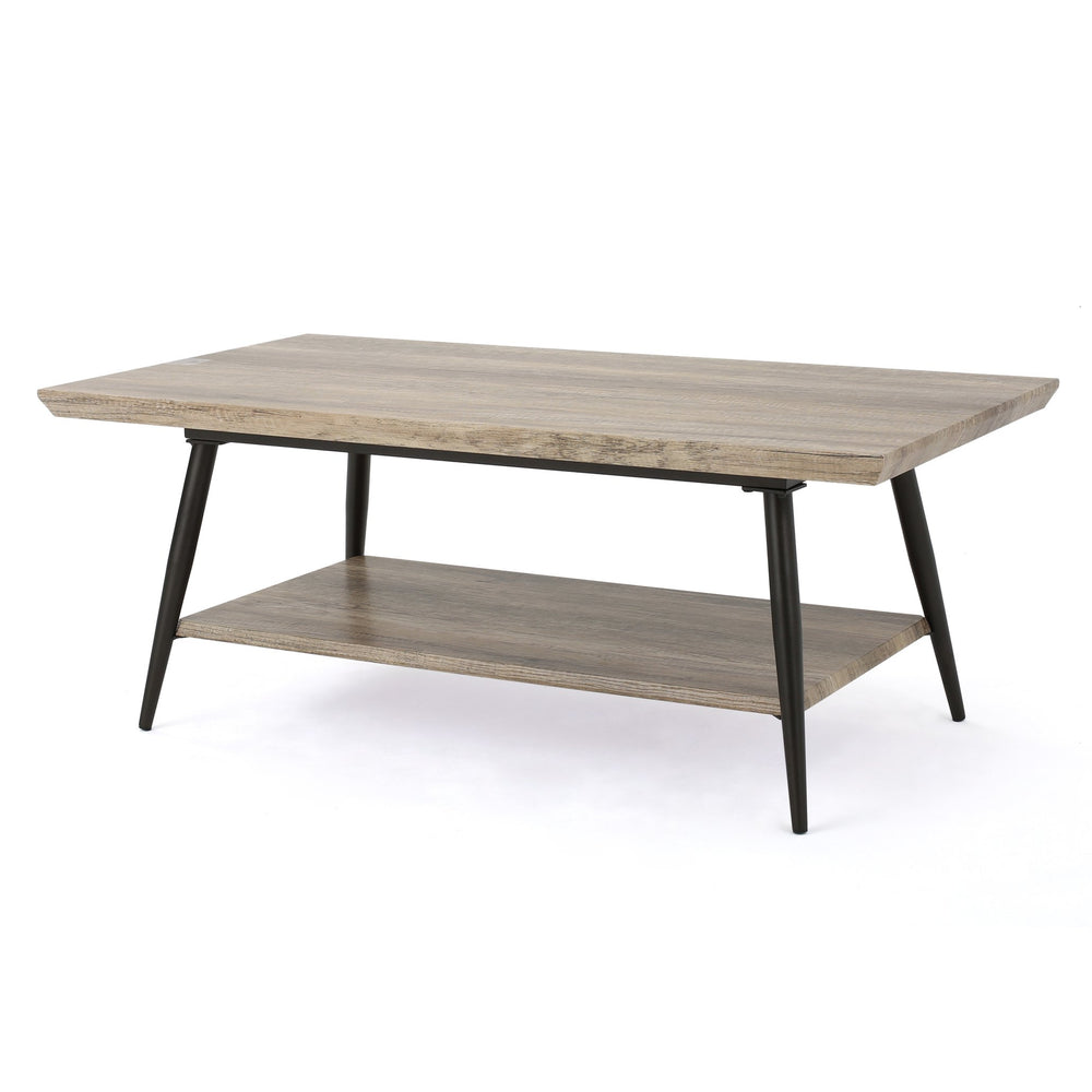 English Elm Christopher Knight Home® - COFFEE Mid-Century Two-Tier Wood Finish Table in Canyon Gray with Lower Shelf & Powder-Coated Legs 59447.00
