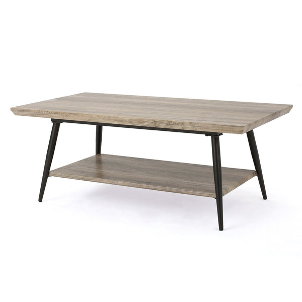 English Elm Christopher Knight Home® - COFFEE Mid-Century Two-Tier Wood Finish Table in Canyon Gray with Lower Shelf & Powder-Coated Legs 59447.00
