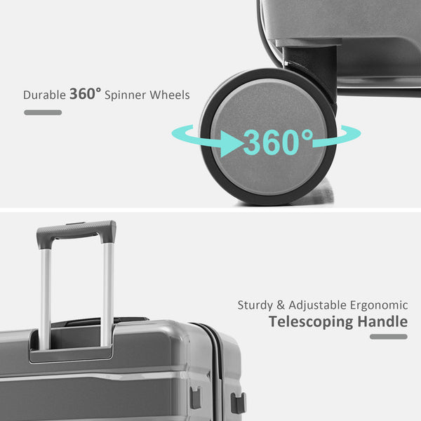 English Elm Luggage 4 Piece Abs Hard Shell Set with Spinner Wheels and Weekender Travel Bag N726P185031D