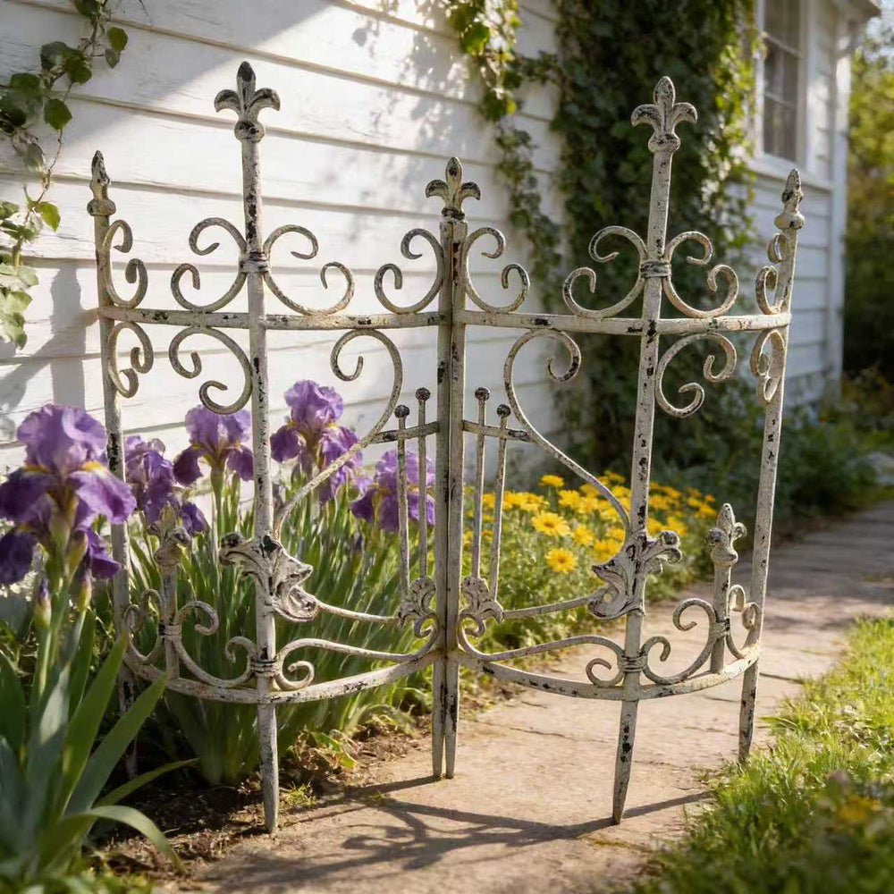 English Elm Sungmor Wrought Iron Garden Border Fence Scrollwork Trellis Vintage Green Finish W5230P450594
