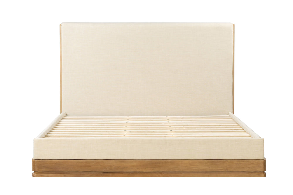 English Elm Zoey Queen Bed Wire-brushed Oak Veneer and Upholstered Headboard for Modern Bedroom B2756S00023